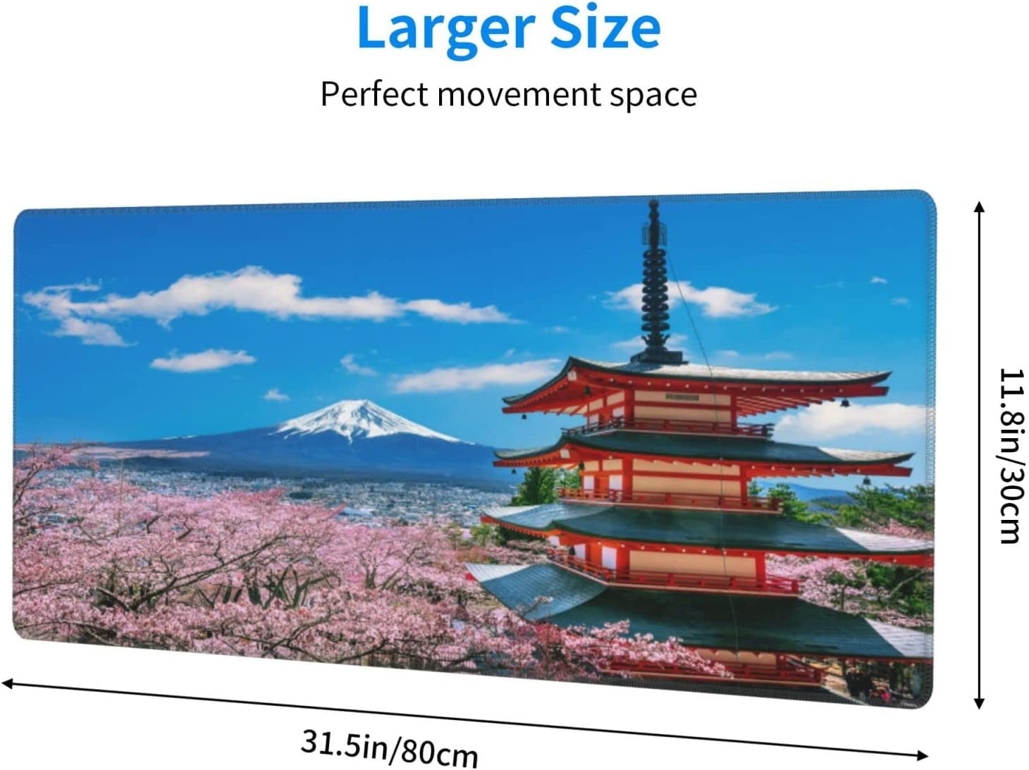 Cherry Blossom Mouse Pad XXL - Computer/Laptop Deskpad (31.5 x 11.8 Inches, 4MM Thick) Waterproof/Nonslip Base/Stitched Edges | Office/Gaming XL Mousepad XL Desk Pad, Full Desk Mousepad