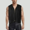 thumbnail image 2 of Sopiago Men's Open Front Sleeveless Fringe Hem Party Club Jacket Vest Outerwear Prom Fringe Vest Men Black,L, 2 of 7