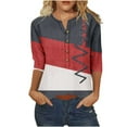 thumbnail image 2 of Fiudx Ofertas Flash Artículos En Oferta Camiseta Holgada de Manga 3/4 con Botones Estampados para Mujer, 2 of 4