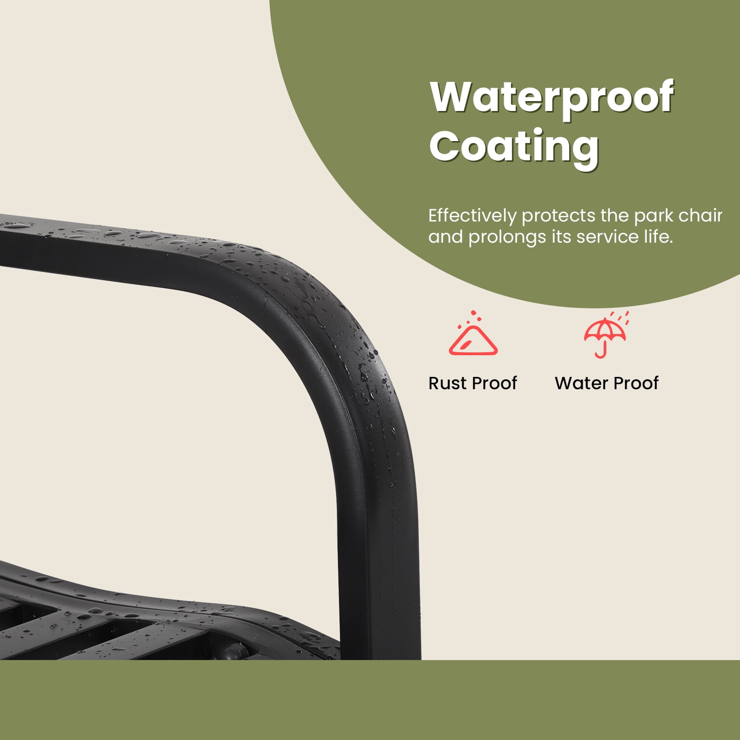 Buy YRLLENSDAN 45.5in Black Outdoor Bench Metal Garden Bench for