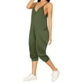 thumbnail image 6 of Women's Loose Sleeveless Jumpsuits Capris Spaghetti Strap Harem Capri Pants Casual Romper Overalls Summer Outfits (XL, Green), 6 of 7