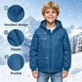 thumbnail image 6 of Ultrave Boys Hooded Jacket Windproof Full Zip Long Sleeve Coat with Pockets for Fall Winter Outdoor Wear, 6 of 7