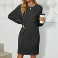 thumbnail image 4 of Fall Dresses For Women 2025 Sevevn Womens Solid Color Crew Neck Dress Vacation Loose Dresses Fitted Short Dress with Pockets, 4 of 6