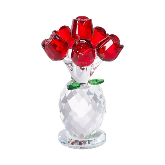 Red Crystal Rose Ornament – Romantic Valentine's Day Gift for Home & Car Decor