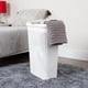 thumbnail image 2 of 40L Slim Laundry Hamper, Clothes Basket, Lid, Wicker Design, Plastic, 18"L x 10.4"W x 23.5"H, White, 2 of 6