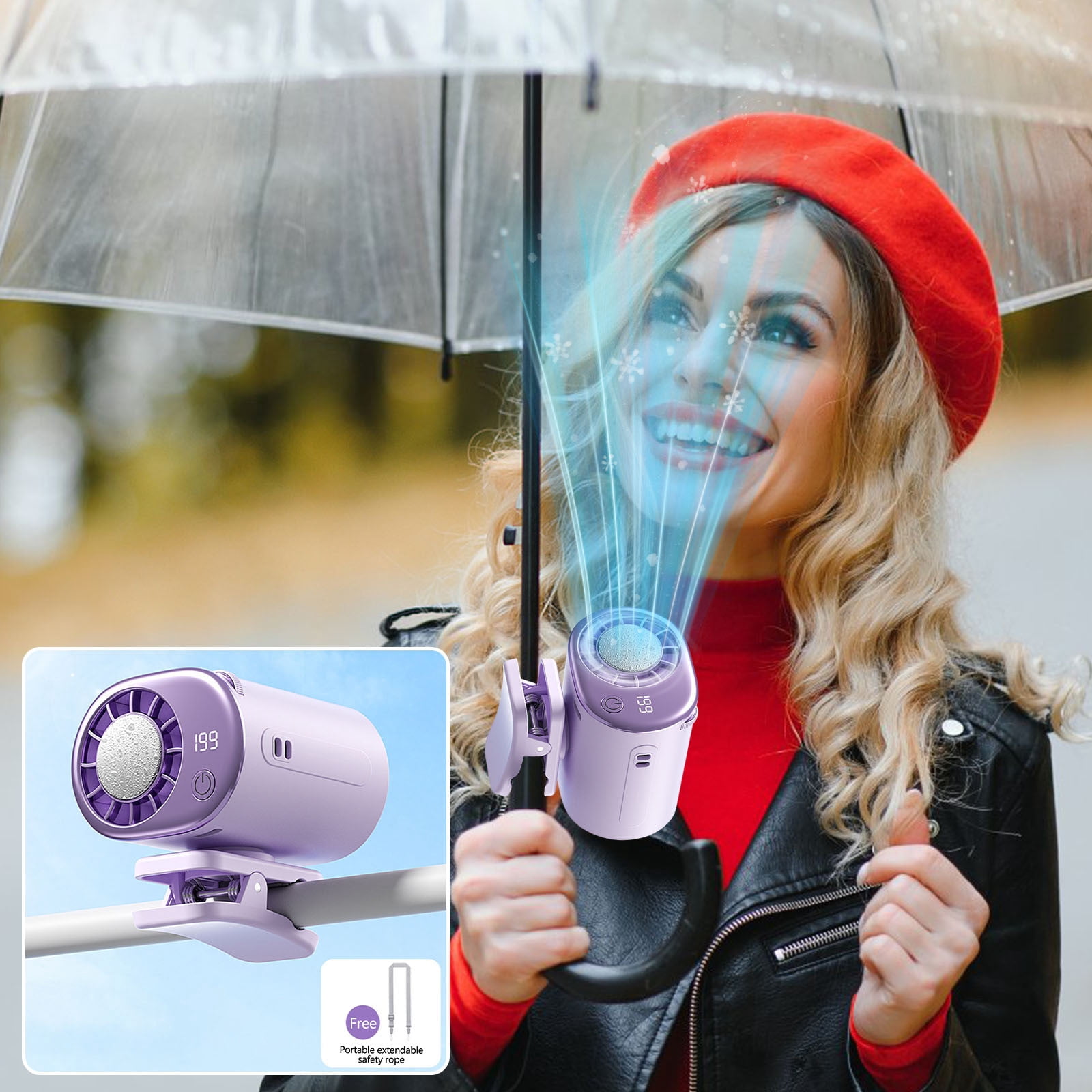 2026 Car Clip On Air Conditioner Fan with 16°C Semiconductor Cooling Chips, 199 Speeds Adjustable & LED Display 360° Rotation, Portable Personal Cooler for Office,Umbrella,Bike,Beach