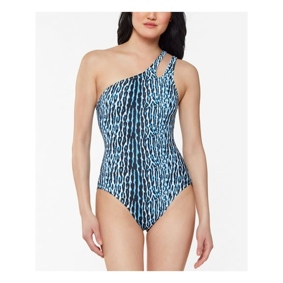 Jessica Simpson Casual One Shoulder Polyester One-Piece Swimsuit (Women's), M