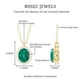 thumbnail image 4 of Rosec Jewels Lab Grown Emerald Pendant Necklace with Diamond Halo for Women - AAAA Grade, 18K Yellow Gold, 4 of 7