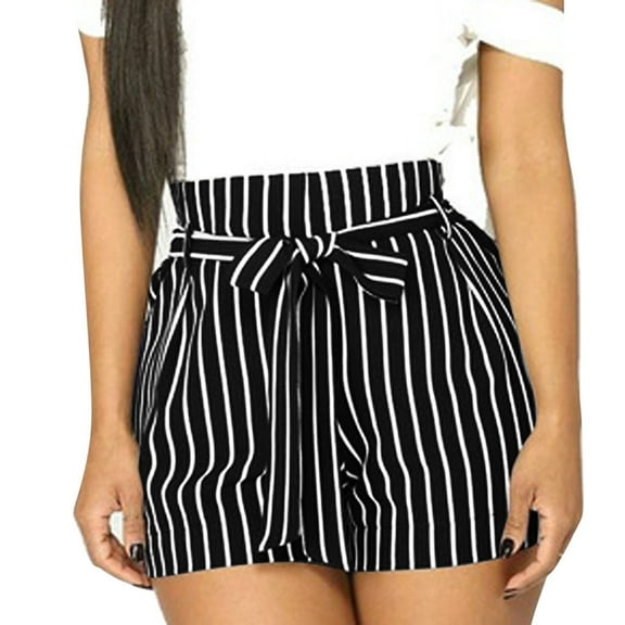 Herrnalise Workout Shorts for Women Women Stripe Printing Pocket High Waist Bandage Easy Elastic Casual Short Pants