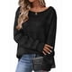 thumbnail image 1 of Blusa de Moda para Mujer con Aberturas y Hombros Descubiertos, de Suave y Mangas , para Exteriores. Negro XL, 1 of 7