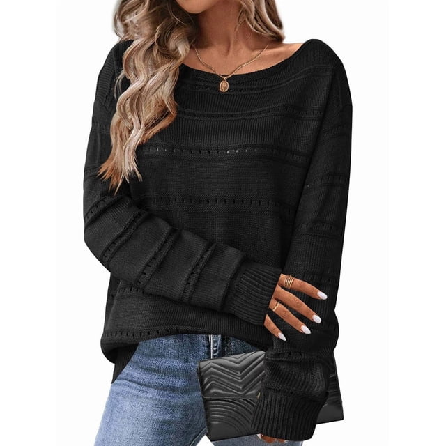 Blusa de Moda para Mujer con Aberturas y Hombros Descubiertos, de Suave y Mangas , para Exteriores. Negro L