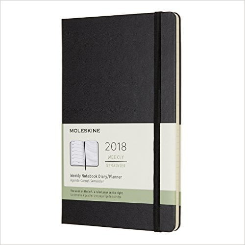 Moleskine 12 Month Weekly Planner, Large, Black, Hard Cover (5 X 8.25