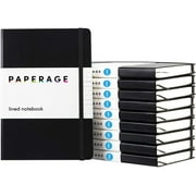 Paperage 10 Pack Lined Journal Notebook, Hard Cover, Medium 5.7" x 8", 100 GSM Thick Paper (Black, Ruled)