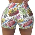 thumbnail image 2 of Balery America Landmarks1 Pantalones cortos de entrenamiento estampados para mujer, sin costuras, ajustados, para gimnasio, yoga, correr, deportes, ejercicio activo, fitness.-X-Large, 2 of 8