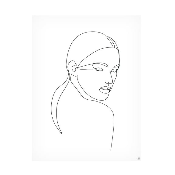 Canvas Wall Art - Line and Brush 'Line Lady Portrait 2' Wall Art for Living Room, Bedroom, or Office Décor by Trademark Fine Art - 14 x 19 Inches