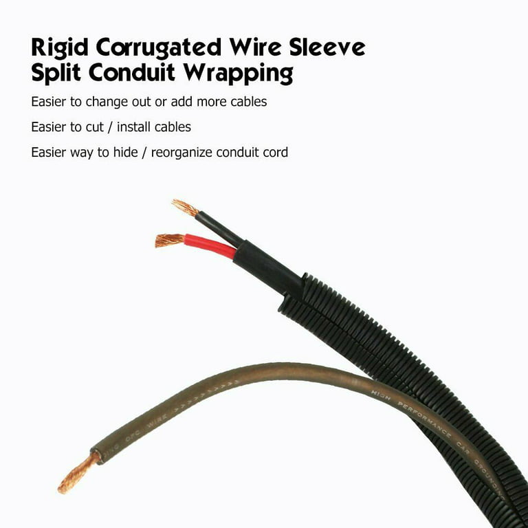 Wiring Loom Split Wire Cable Sleeve Flex Tubing Wire Wrap Corrugated  Conduit Lot