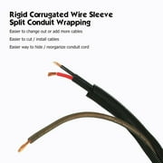 Split Wire 9/16inch Black Loom Conduit Corrugated Plastic Wire Cover Protect Wires Cables