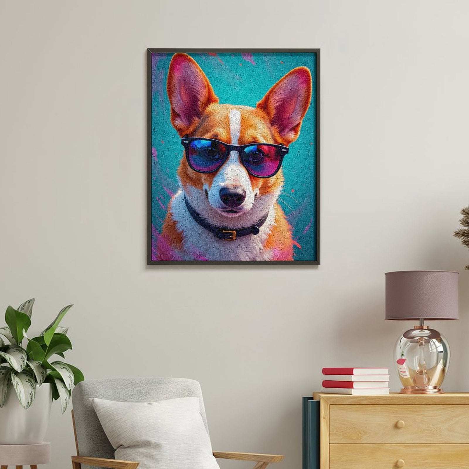 Paint By Numbers Kit for Adults Beginner - Corgi Sunglasses Cool Vibes Art DIY Canvas Painting Kits for Adults, Frameless Paint By Number for Adults for Home Wall Decor 16x20 Inch