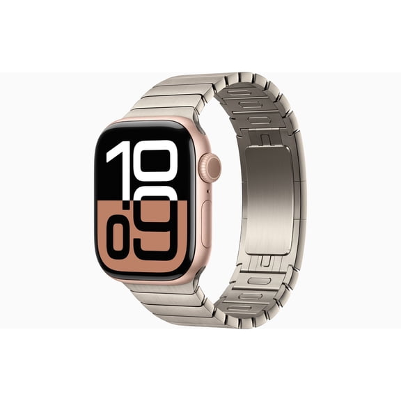 Restored Apple Watch Series 10 GPS 46MM Rose Gold Aluminium Case with Stainless Steel Natural Link Bracelet (Refurbished)