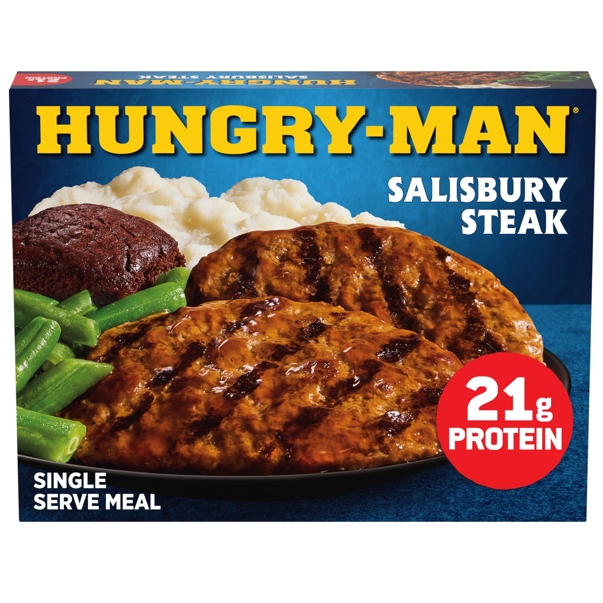 Hungry-Man Salisbury Steak, 21g of Protein, 6g of Fiber, Frozen Meal, 16 oz