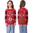 thumbnail image 2 of Marvmys Chandail de Noël Assorti pour la Famille Col Rond Rennes Flocons de Neige Chandail Tricoté Laid pour Hommes Femmes, 2 of 8
