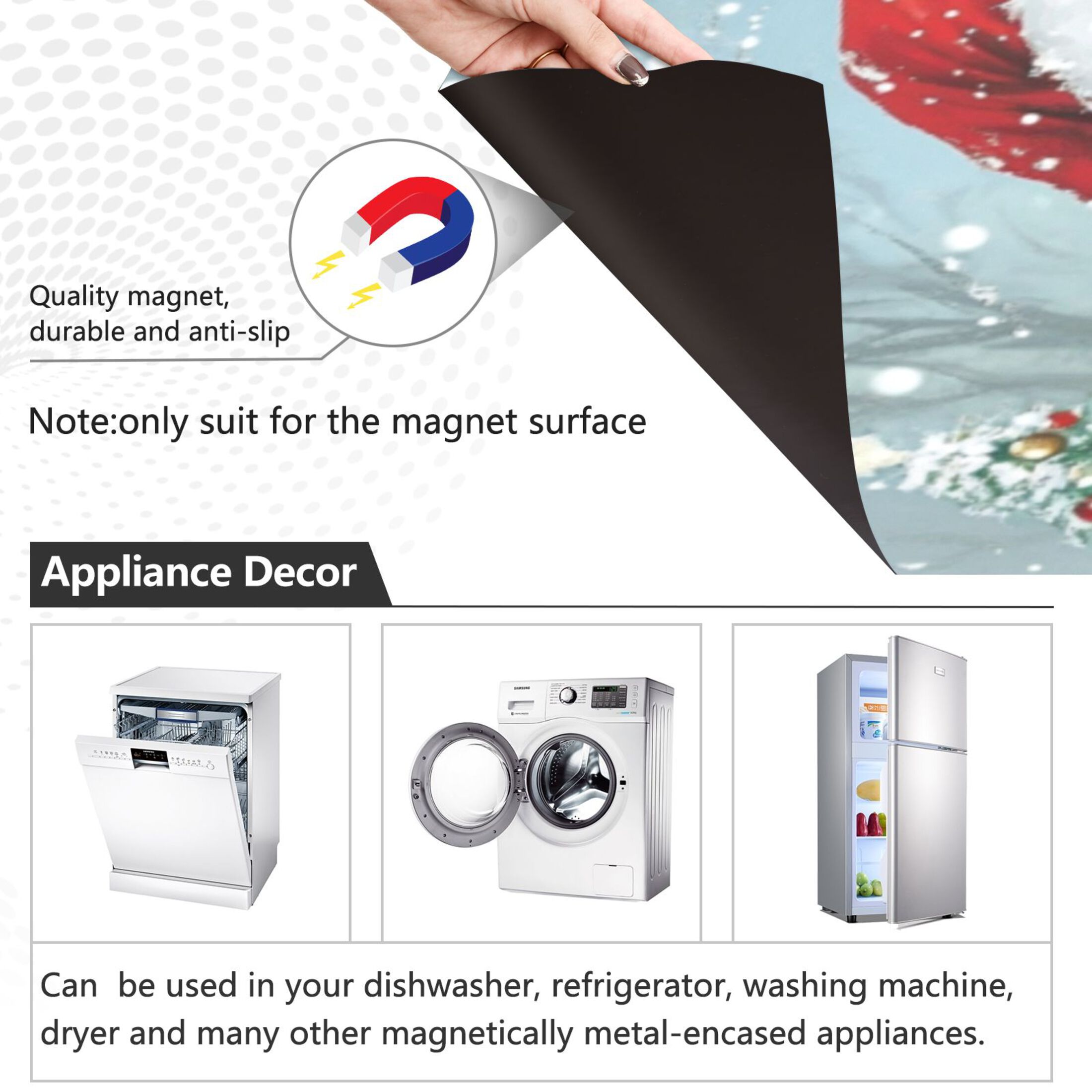 Dishwasher Magnetic Sticker 23x26 Inch Refrigerator Magnetic Sticker Washing Machine Magnetic Sticker Kitchen Panel Magnetic Sticker Home Decor Merry Christmas Snowman Picture