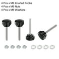 thumbnail image 4 of Uxcell 4 Set Male Thread Head Knurled Clamping Knobs Thumb Screws with Nuts Washers Black M6 x 50mm x 25mm ["304 Stainless Steel"], 4 of 5