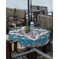 thumbnail image 2 of Outdoor Tablecloth with Umbrella Hole and Zipper Turquoise Brown Boho Round Tablecloths 60 Inch Waterproof Outside Table Cloths Vintage Bohemian Patio Table Cloth Cover for Outdoor Tables Garden, 2 of 6