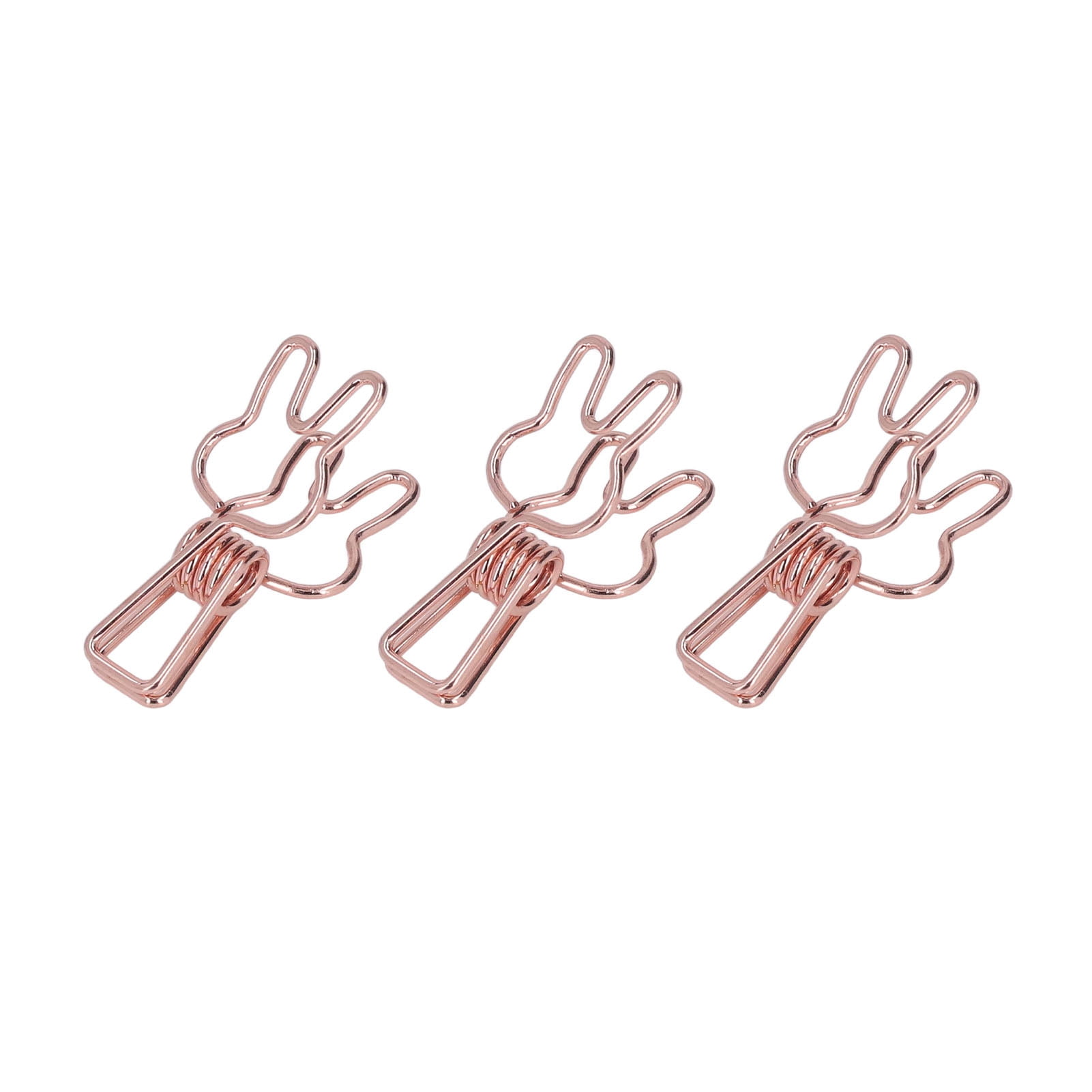 BOKYAN 100Pcs Bunny Binder Clips, Hollow Out Cute Metal Small Paper Clips for Documents, Clothes, Paper, Rose Gold (7.87 inches / 20 cm)