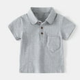 thumbnail image 2 of Diufon Boys Cotton Shirts Solid Color Tees Lapel Collar Short Sleeve Button down Tshirts with Pockets, 2 of 7