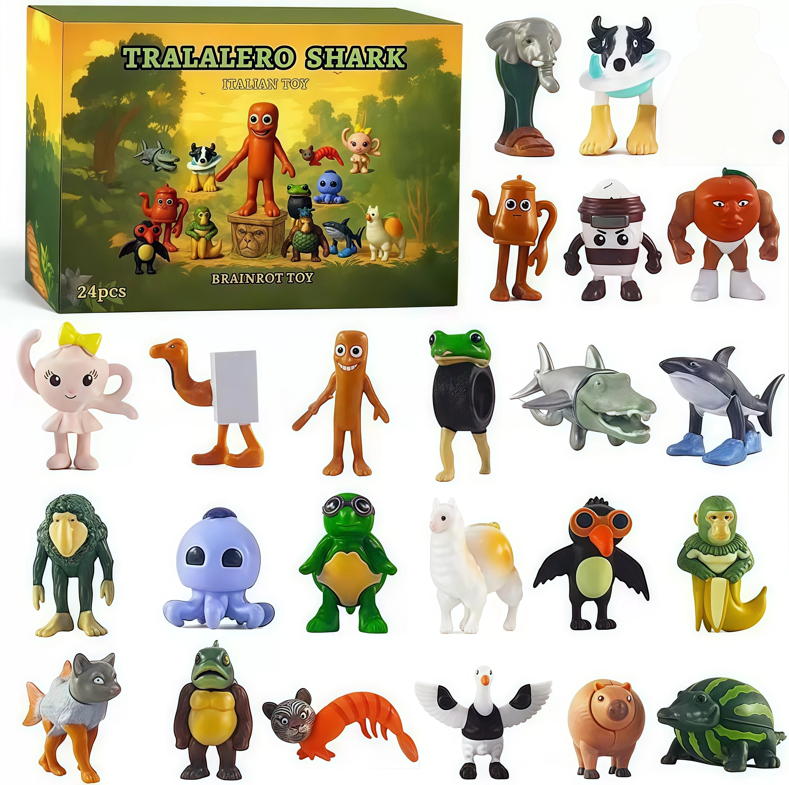 24 pièces - Calendrier de l'Avent italien Brainrot 2025 - Calendrier de l'Avent 24 jours - Tralala - Figurine italienne Brainrot - Figurines amusantes - Décorations créatives pour enfants - Décoration
