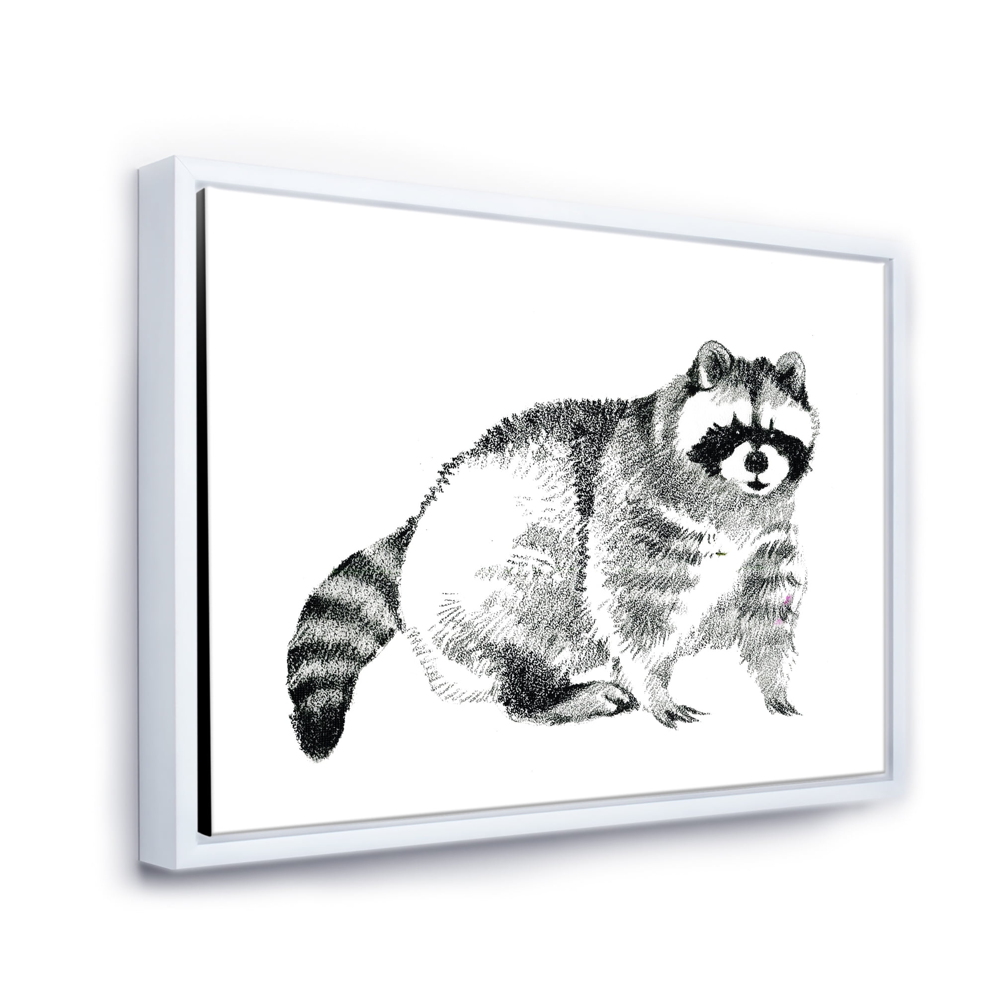 Designart 'Black and White Portrait Of Raccoon' Farmhouse Framed Canvas Wall Art Print