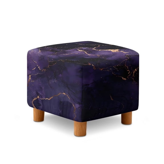 SCRAWLGOD Marble Print Dark Violet Square Ottoman Cover, Stretch Square Ottoman Covers Slipcover, Cover for Storage Stool, Footstool Protection for Living Room Decor