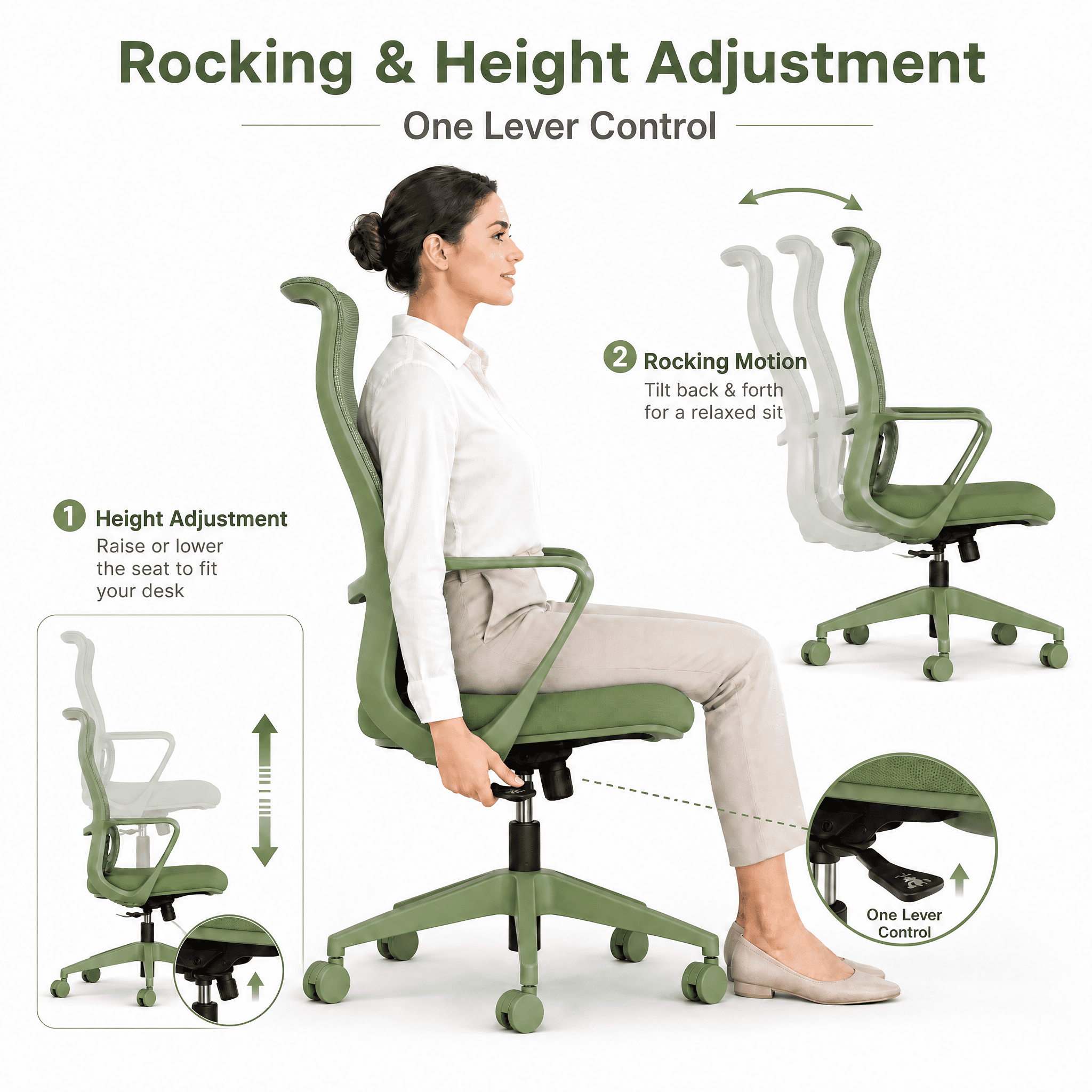 Homy Casa Ergonomic Mesh Office Chair with Adjustable Lumbar Support, High Back Desk Chair