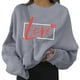 thumbnail image 1 of Gibobby Sudaderas con cremallera Sudadera gráfica con estampado del Día de San Valentín para mujer, informal de cuello redondo, camisa holgada, Tops ligeros (Gris, XXL), 1 of 4