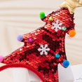 thumbnail image 3 of Sequin Santa Hat Headband With Gold Tone Glittery Crown, Christmas Themed Hair Accessories, 3 of 5