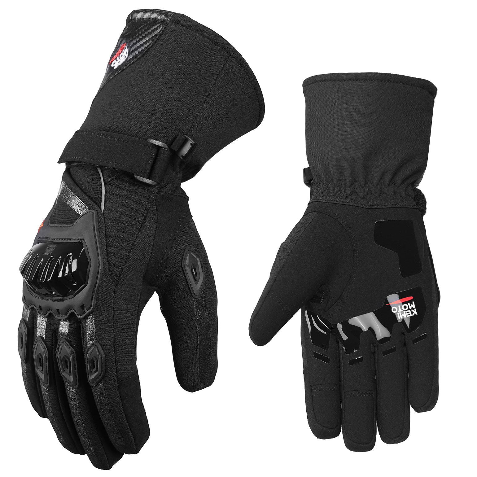 KEMIMOTO Thermal Winter Motorcycle Gloves Riding Gloves Warm Touchscreen for Men Women ATV UTV Snowmobile - Black M