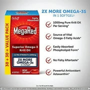 MegaRed Omega-3 Krill Oil Supplement 1000mg - Ultra Strength Softgels (60 Count in A Box), Has No Fishy Aftertaste, Has EPA and DHA, Antioxidant, Astaxanthin- 2 Pack