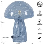Urban Shop Novelty Glass Mushroom Lamp, Blue Tortoise, 12 H, Plug-in