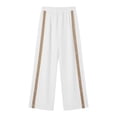 thumbnail image 3 of Lenpel Wide Leg Pants for Women Lounge Fashion Side Button Block Color Baggy Trousers Loose Comfy Elastic Waist Slacks, 3 of 5