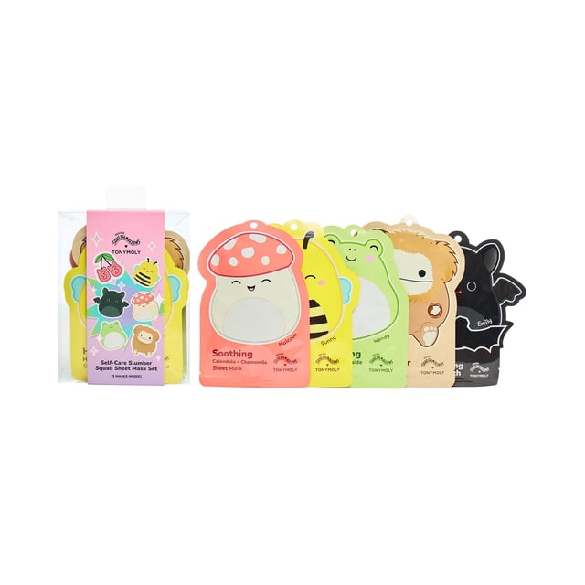 TONYMOLY Set de 5 Mascarillas Faciales Squishmallows para Cuidado de la Piel