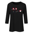 thumbnail image 4 of Busydd Womens Christmas Tops Trendy Wine Glass Print T Shirts for Women Casual Round Neck 3/4 Length Sleeve Christmas Shirts for Women 3XL, 4 of 4
