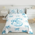 thumbnail image 2 of Homewish Blue Bowknot Letter Bedding Comforter Set for Girl, Kawaii Initial S Letter Twin Comforter Sets, Cartoon Princess Style Reversible Bedding Set, Ultra Soft Bedroom Decor, 2 Pieces, 2 of 8