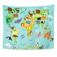 thumbnail image 2 of ZEALGNED Cartoon Map The World for Children Wall Art Hanging Tapestry Home Decor for Living Room Bedroom Dorm 51x60 inch, 2 of 2