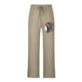 thumbnail image 3 of YOTMKGDO wide-Leg Baggy Mens Fashion Casual Cotton And Linen Printed Linen Pocket Lace Up Pants Large Size Pants Printing Casual Graphic Prints Pants for Men, Beige 3XL, 3 of 8