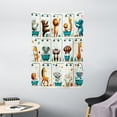 thumbnail image 2 of Ambesonne Animal World Tapestry Wall Hanging, Funny Monkey Elephant, 40"x60", Teal Burnt Orange Ivory, 2 of 3