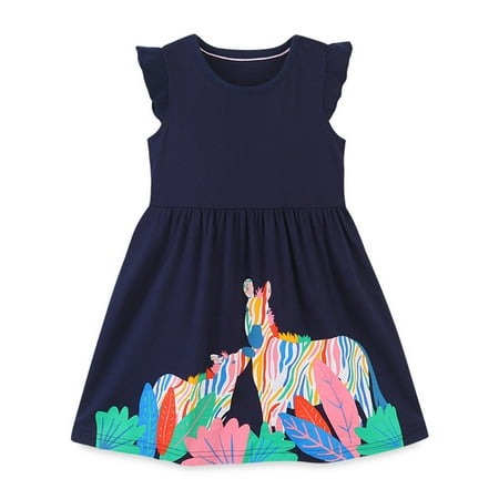 

Girls Midnight Blue Colorful Zebras Sundress Q731-2 Sizes 2-7
