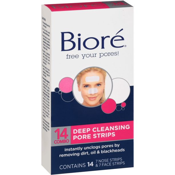 Biore Combo Pack Deep Cleansing Pore Strips Face/Nose 14 ea Walmart