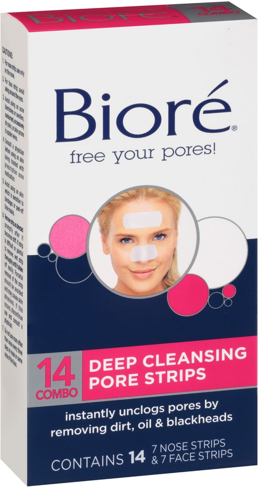 Biore Combo Pack Deep Cleansing Pore Strips Face/Nose 14 ea (Pack of 3) - image 1 of 8