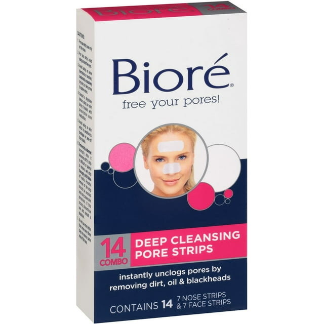 Biore Combo Pack Deep Cleansing Pore Strips Face/Nose 14 ea (Pack of 3)